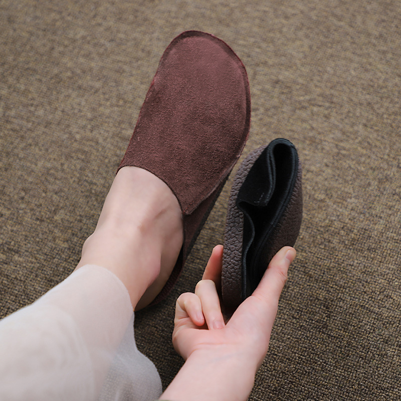 Women's soft sole cowhide slippers W01 image 2