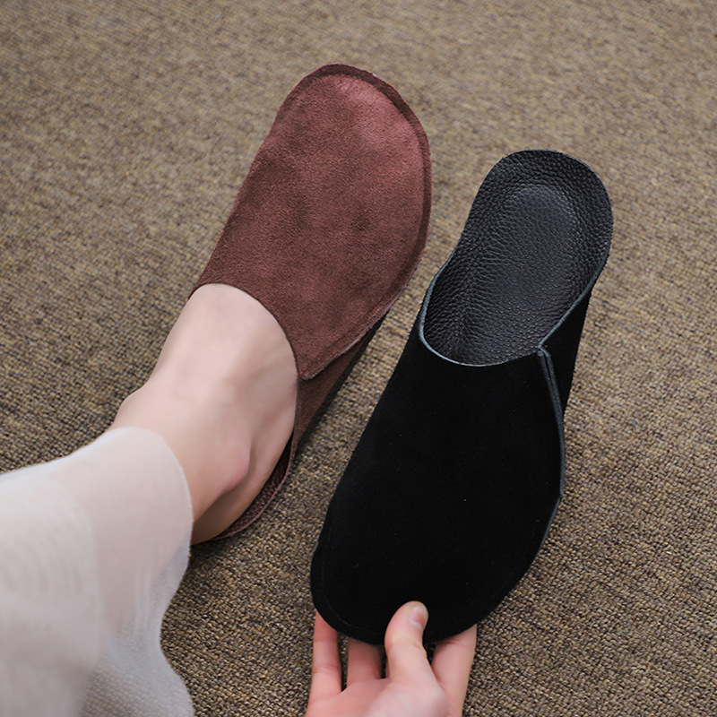 Women's soft sole cowhide slippers W01 image 3