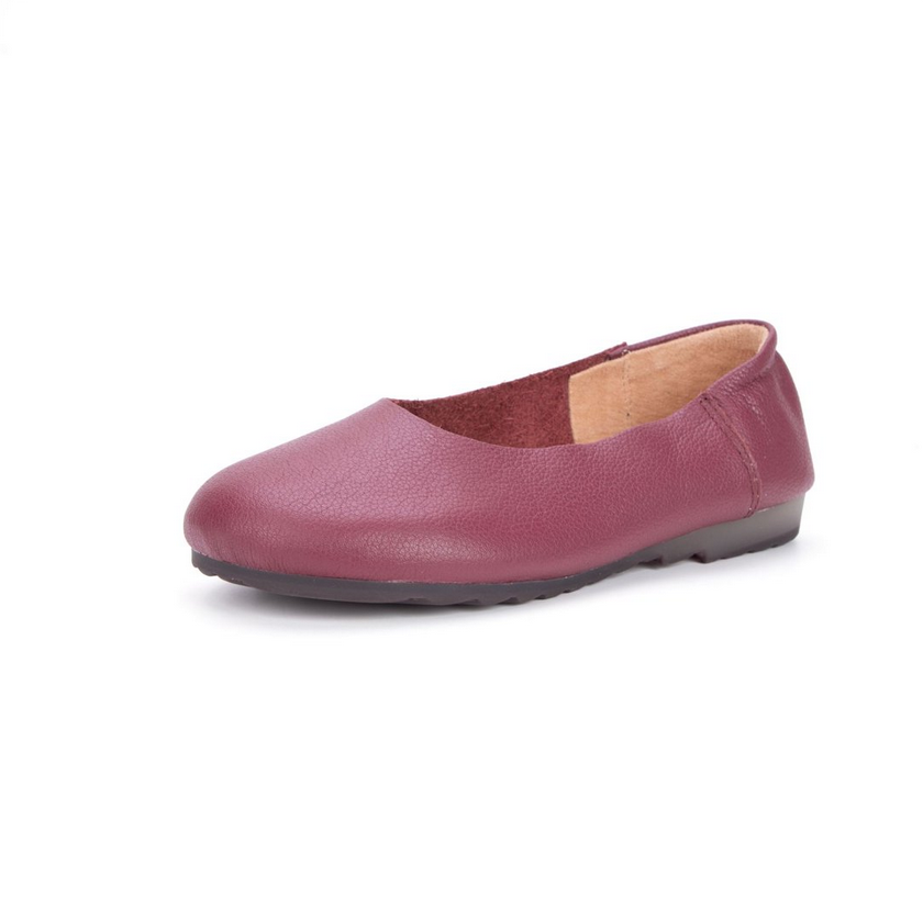 soft leather slip-on flat shoes W08 image 2