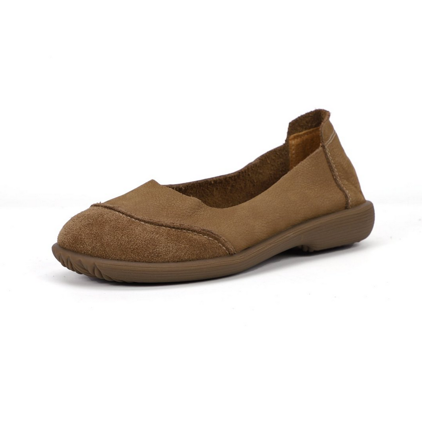 soft leather slip-on flat shoes W12 image 4