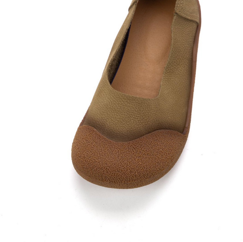 soft leather slip-on flat shoes W18 image 2
